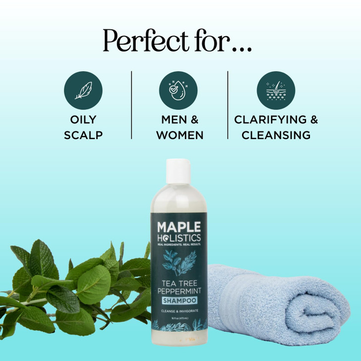 Rosemary Tea Tree Mint Shampoo Clarifying Shampoo for Build Up and Flakes with Deep Cleansing Peppermint Oil and Tea Tre