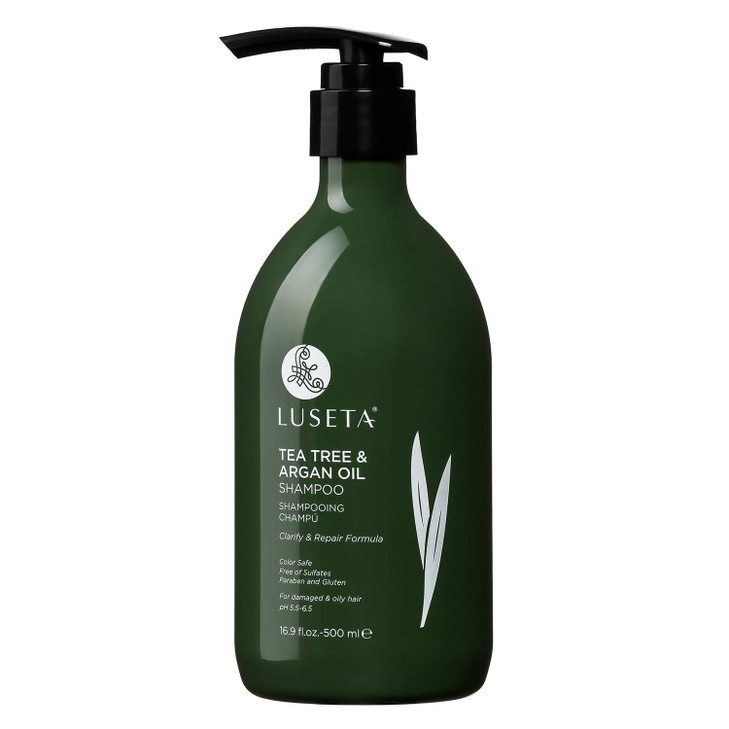 Luseta Tea Tree Shampoo with Argan Oil 169 Fl oz ClarifyingHydrating and Fighting Dandruff and Itchy Scalp For Damaged a