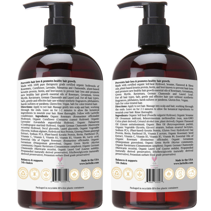 Laritelle Organic Hair Care Set Silk Velvet Shampoo 175 oz Conditioner 16 oz