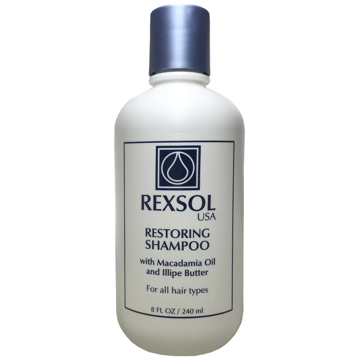 REXSOL Restoring Shampoo With Vitamin E Vitamin B5 Vitamin B7 Macadamia Oil Illipe Butter Biotin Cleans the hair and sca