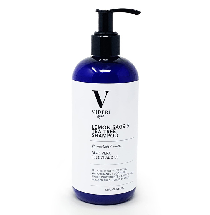 Videri Sulfate Free Shampoo for Oily Hair Lemon Sage and Tea Tree Shampoo Hydrate with Essential Oils Aloe Vera Antioxid