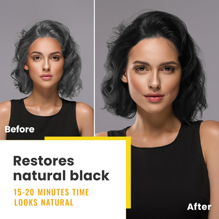KINGMING Black Hair Dye Shampoo 3 in 1 for Gray Hair Hair Color Shampoo for Women Men Grey Hair Coverage Herbal Ingredie