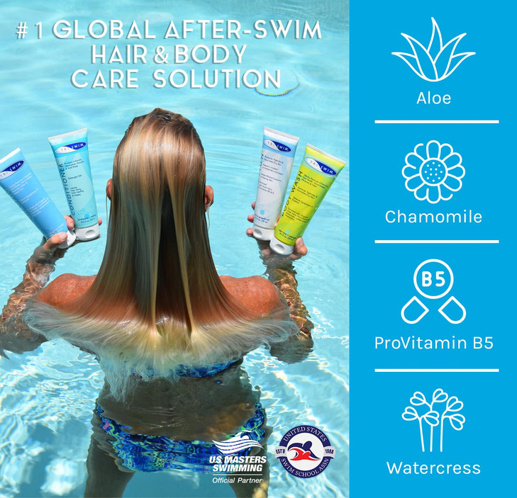 TRISWIM Gift Set Value Pack of 4 Mesh Bag Travel Kit Swim Care Chlorine Removal Body Wash Swimmers Shampoo Conditioner a