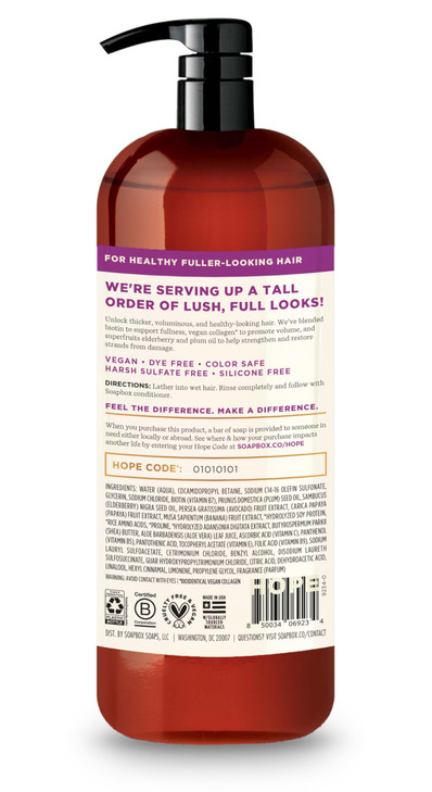 Soapbox Biotin Shampoo Biotin Collagen Super Fruit Shampoo for Thin Fine Thinning Hair Volumizing Repairing to Promote H