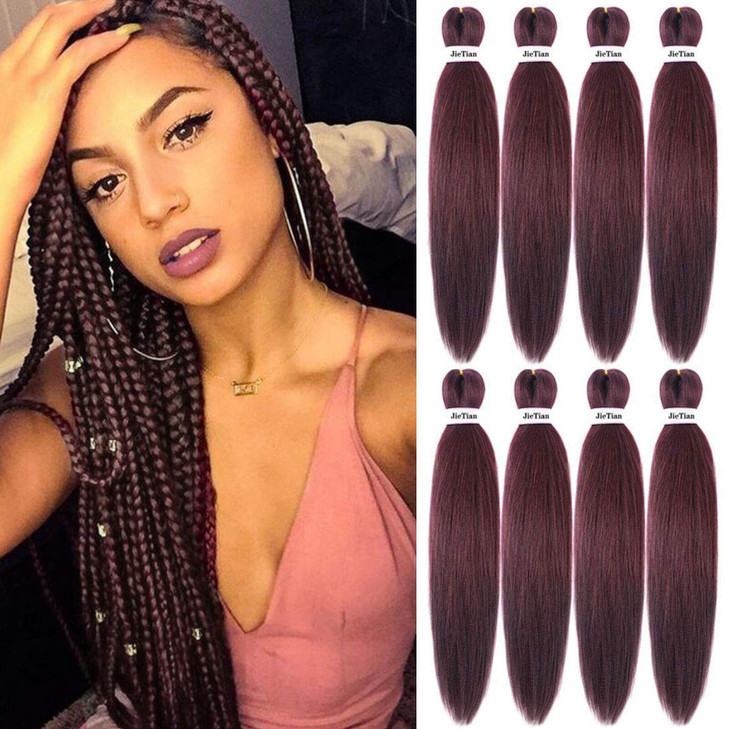 Pre Stretched Braiding Hair 8 Pack 22 Inch Hot Water Setting Professional Soft Yaki Texture Synthetic Hair Extensions 22