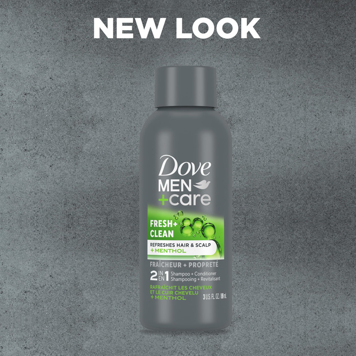DOVE MEN CARE Fortifying 2 in 1 Shampoo and Conditioner for Normal to Oily Hair Fresh and Clean with Caffeine Helps Stre