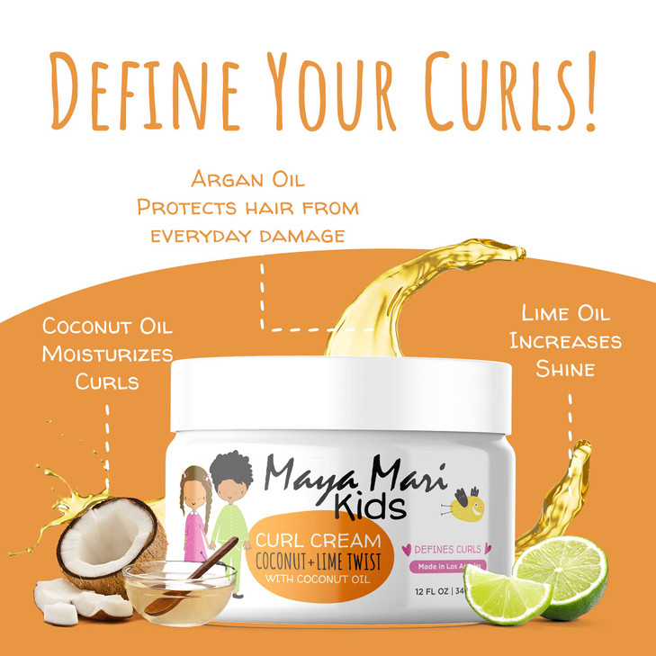 Maya Mari Kids Leave In Conditioner and Curl Cream Hair Detangler and Smoothing Treatment Set Curly Hair Products for Ki