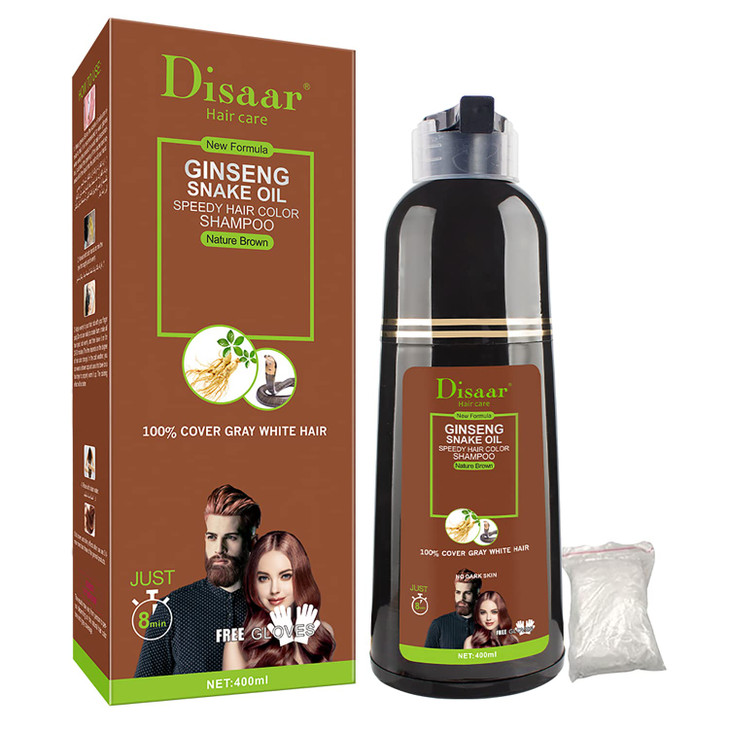 DISAAR Beauty Speedy Hair Color Shampoo 100 Cover Gray White Hair Easy To Use Long Lasting 400ml1353floz Natural Brown