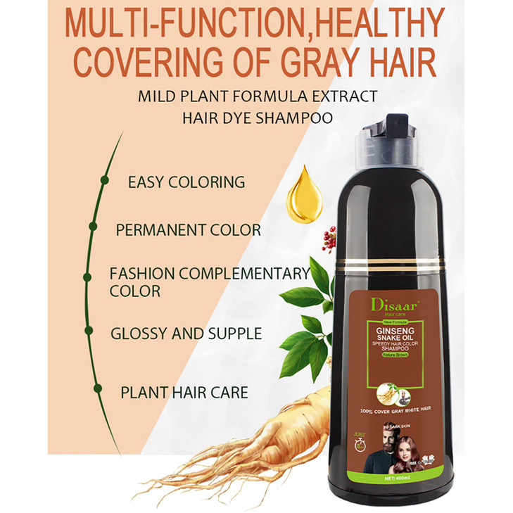 DISAAR Beauty Speedy Hair Color Shampoo 100 Cover Gray White Hair Easy To Use Long Lasting 400ml1353floz Natural Brown