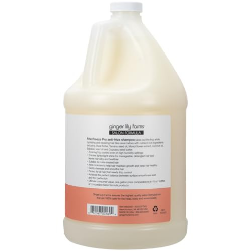 Ginger Lily Farms Salon Formula FrizzFreeze Pro AntiFrizz Shampoo for Frizzy Hair 100 Vegan CrueltyFree 1 Gallon 128 fl
