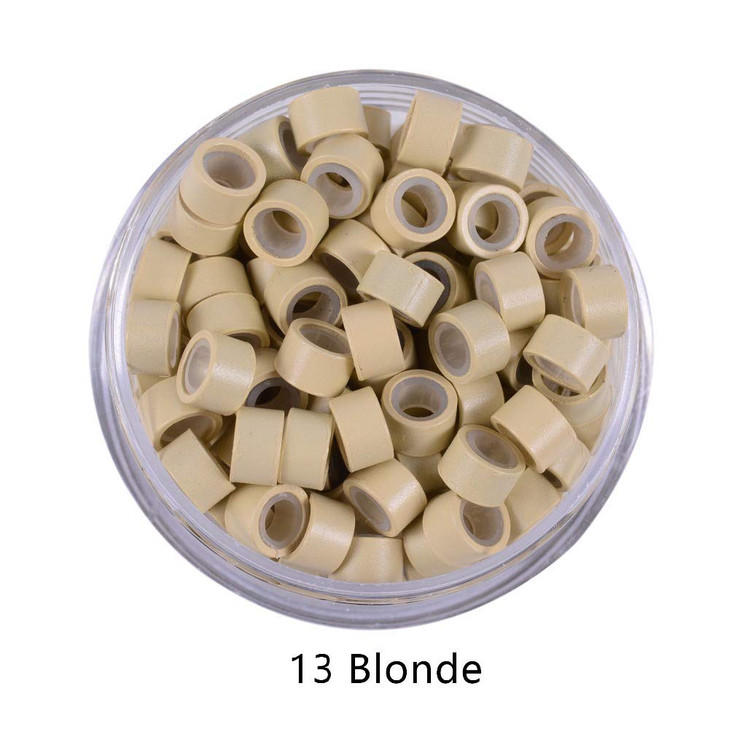 PARAHAIR 500 Pcs 5mm Silicone Lined Micro Rings Links Beads for Hair Extensions 613 Bleach Blonde