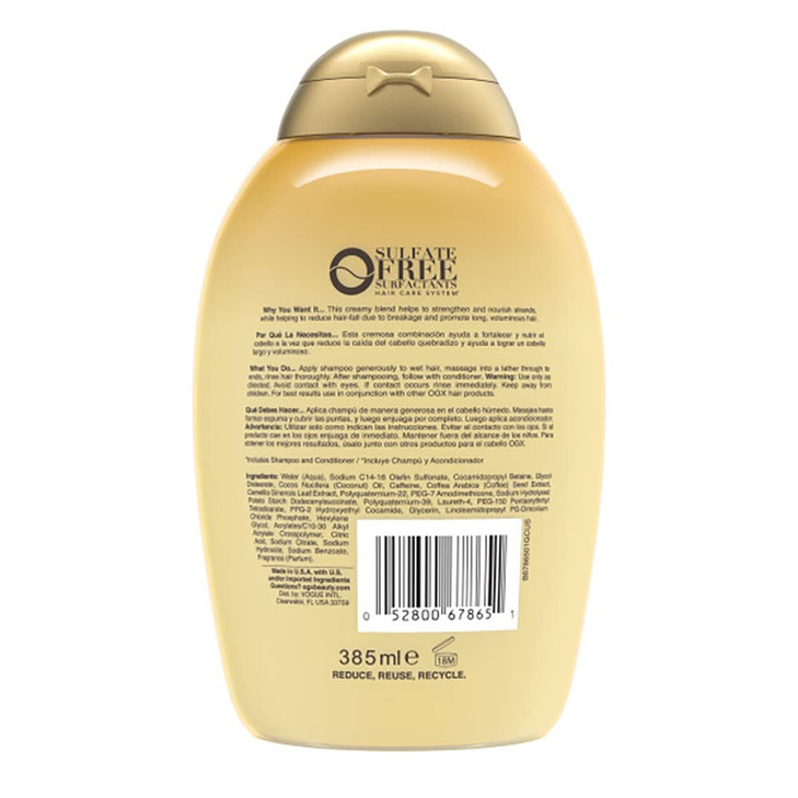 OGX AntiHair Fall Coconut Caffeine Strengthening Shampoo with Caffeine Coconut Oil Coffee Extract 13 Fl Oz