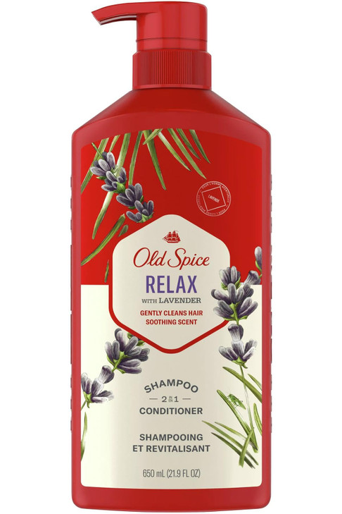 Old Spice 2 in 1 Shampoo and Conditioner Relax with Lavender Scent 219 Ounce Pump Bottle Pack of 2