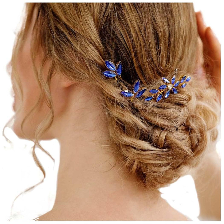 Yean Baroque Bridal Hair Pins Silver Rhinestones Wedding Hair Comb Something Blue Hair Piece for Women and Girls(3 Pcs) (Gold) online at globaldelivered