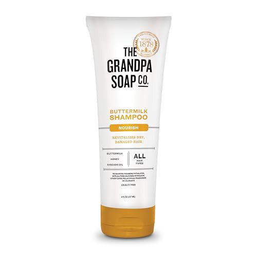 The Grandpa Soap Company Buttermilk Shampoo Nourishing Formula to Help Revitalize Dry and Damaged Hair With Honey Avocad