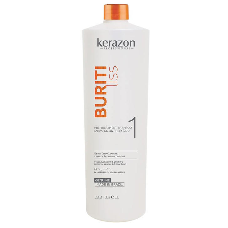 Brazilian Keratin Pre Treatment Shampoo Clarifying Antiresidue 338oz1L Buriti Liss by KERAZON