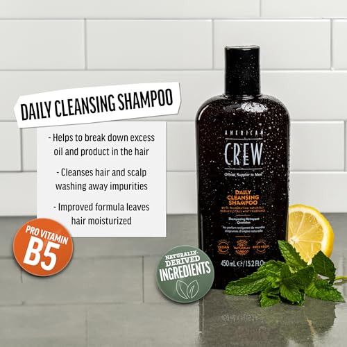 American Crew Shampoo for Men Daily Cleanser Naturally Derived Vegan Formula Citrus Mint Fragrance 338 Fl Oz