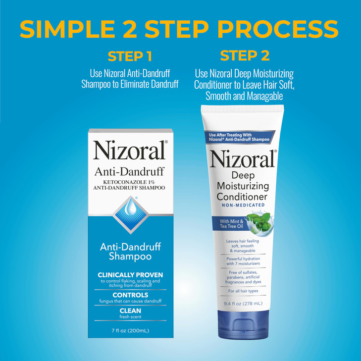 Nizoral AntiDandruff Shampoo 7 Oz Deep Moisturizing Conditioner 94 Oz Bundle