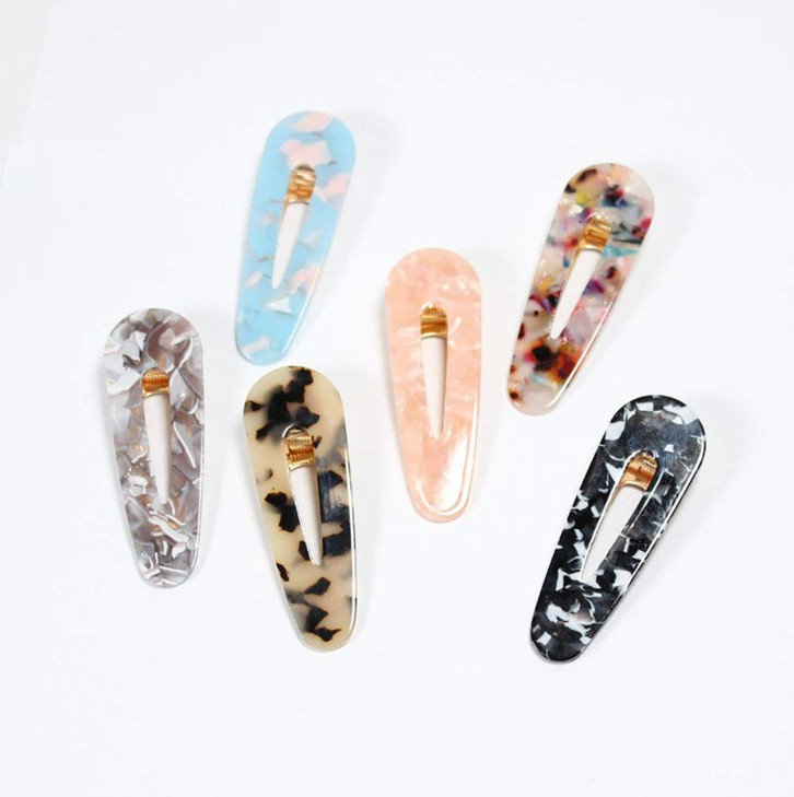 Set of 6 Marble Pattern Acetate Hair Clip Duckbill Clip Hairpin Women Leopard Alligator Hair Clips Bangs Clip Side Clip (A#) online at globaldelivered