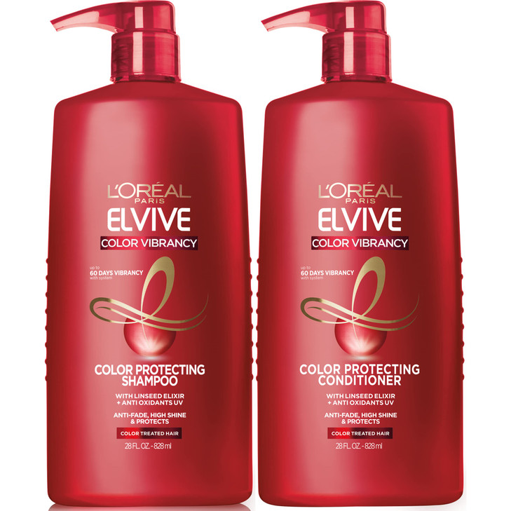 LOreal Paris Elvive Color Vibrancy Protecting Shampoo and Conditioner Set for Color Treated Hair 28 Fl Oz Set of 2