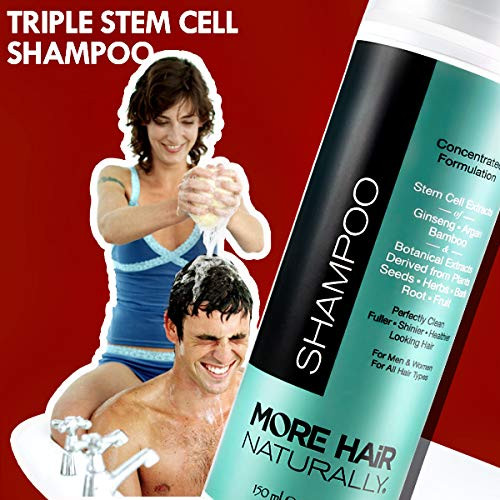 More Hair Naturally TRIPLE STEM CELL SHAMPOO State Of The Art Hair Improvement For Extra volume Fullness and Improved Sc
