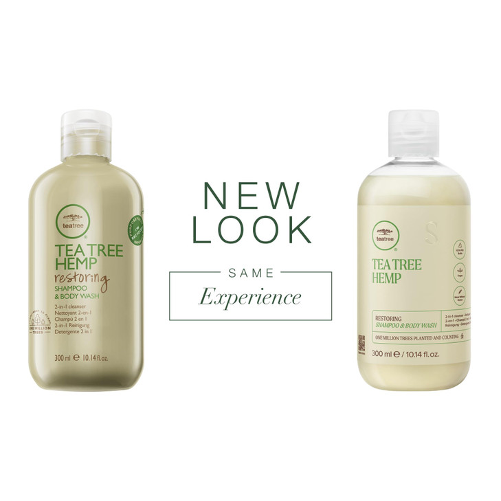 Tea Tree Hemp Restoring Shampoo Body Wash 2in1 Cleanser For All Hair Types 1014 fl oz