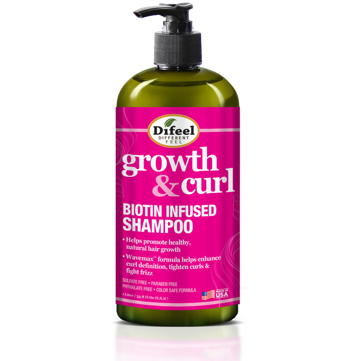 Difeel Growth and Curl Biotin Shampoo 338 oz Curly Hair Shampoo for Hair Growth Natural Curl Shampoo