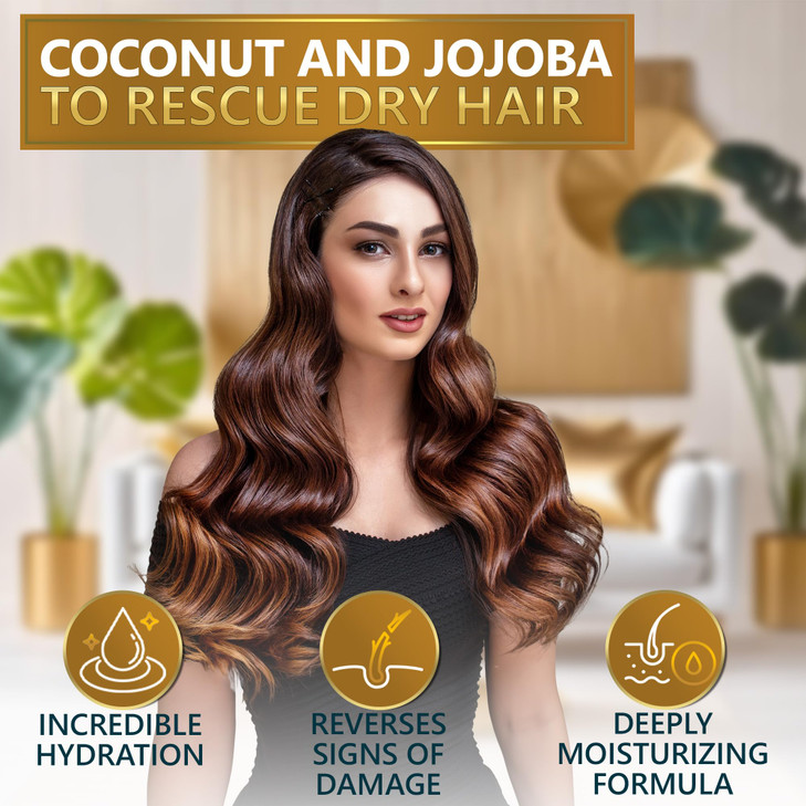 Coconut Shampoo and Conditioner Set Sulfate Free and Paraben Free Intense Moisturizing Treatment with Jojoba For Hydrati