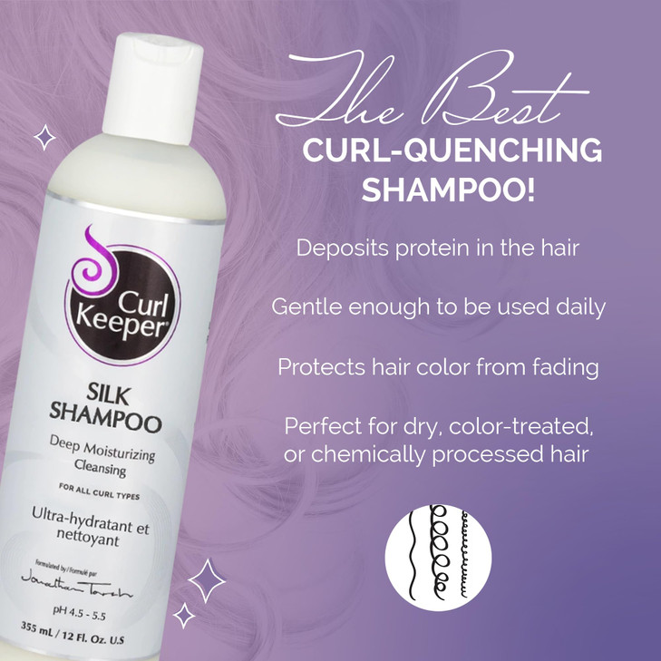 Curl Keeper Silk Shampoo for Curly Hair 12 Fl Oz Deep Moisturizing Cleansing Daily Hair Shampoo with Silk Amino Acids fo