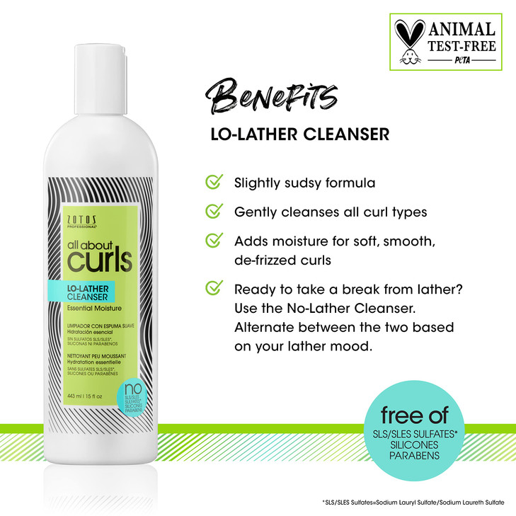 ALL ABOUT CURLS LoLather Cleanser Shampoo Essential Moisture Gentle Cleansing Slightly Sudsy All Curly Hair Types Cruelt