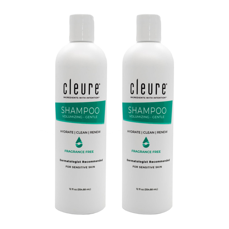 Cleure Hypoallergenic Volumizing Shampoo for Sensitive Skin Fragrance Free SLS Free Paraben Free 12 oz Pack of 2