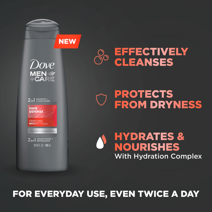 Dove MenCare 2 in 1 Shampoo and Conditioner for Clean Hair Defense Shampoo and Conditioner for Stronger Healthy Hair Eve