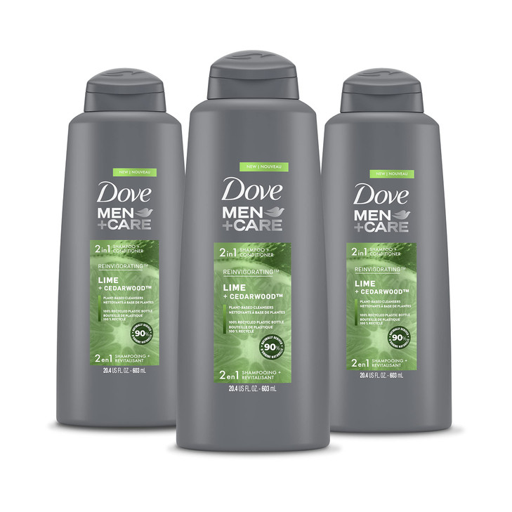 DOVE MEN CARE 2 in 1 Shampoo and Conditioner For HealthyLooking Hair Lime Cedarwood Naturally Derived Plant Based Cleans