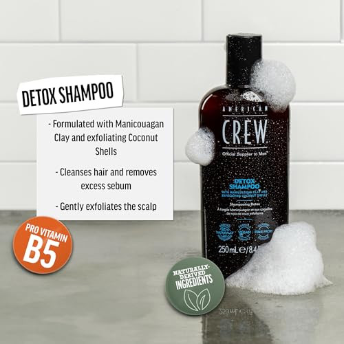 American Crew Detox Shampoo for Men Naturally Derived Vegan Formula Citrus Mint Fragrance 845 Fl Oz