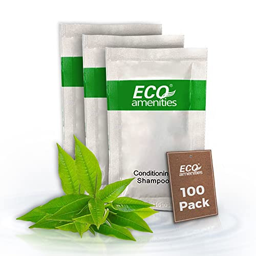 ECO Sachet Individually Wrapped Toiletries Travel Size Bulk Shampoo and Conditioner 2in1 10ml 100 pk Mini Hotel Toiletri