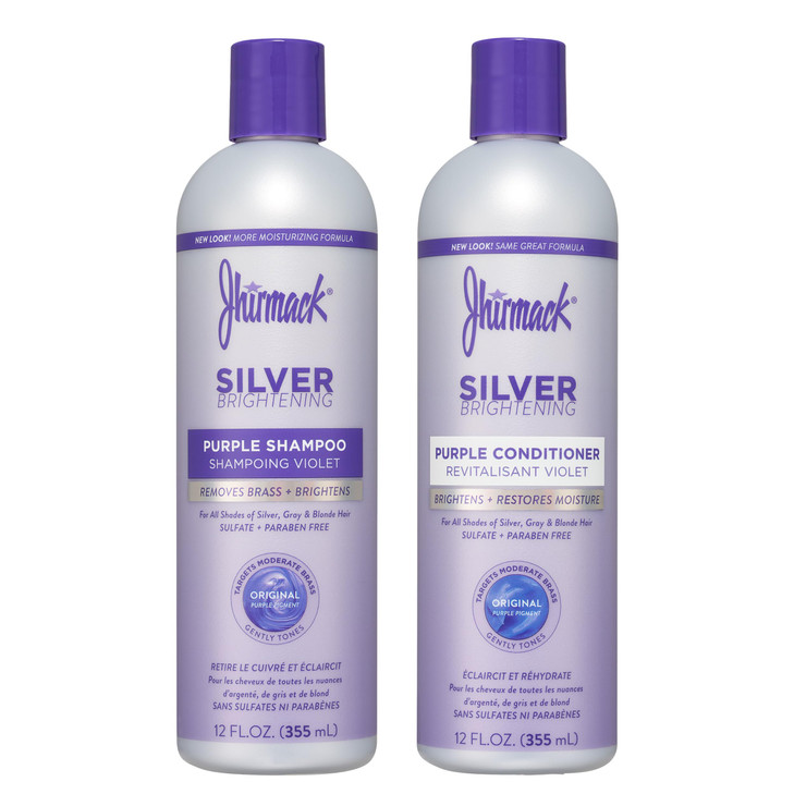 Jhirmack Silver Brightening Purple Shampoo and Conditioner Set for all types of silver grey and blonde hair