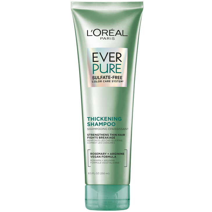LOreal Paris Thickening Sulfate Free Shampoo Thickens Strengthens Thin Fragile Hair Hair Care with Rosemary Leaf EverPur