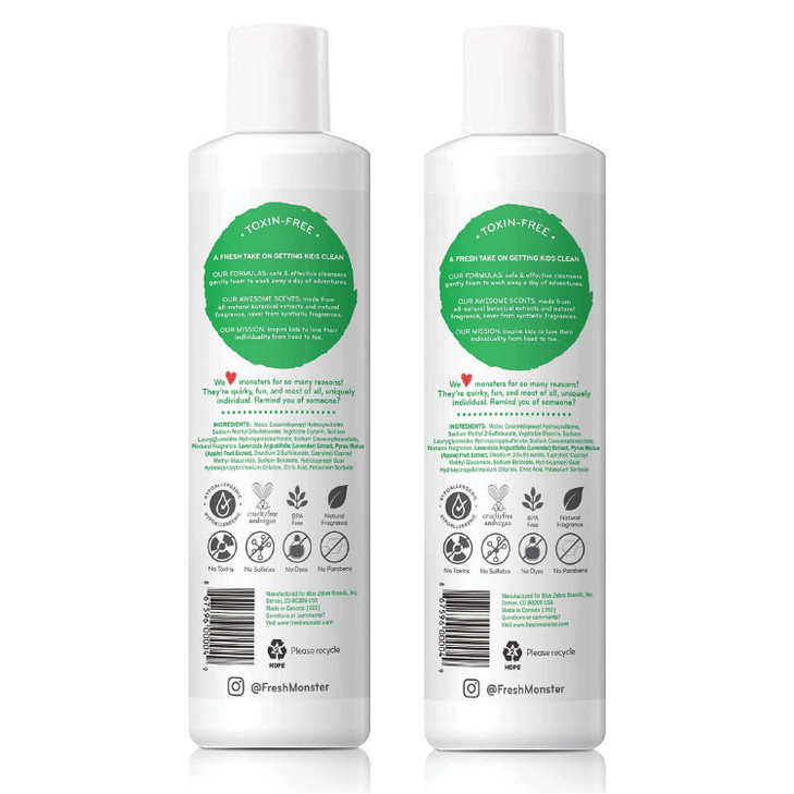Fresh Monster 2in1 Kids Shampoo Conditioner ToxinFree Hypoallergenic Tearfree Shampoo Conditioner for Kids Coconut 2 Pac