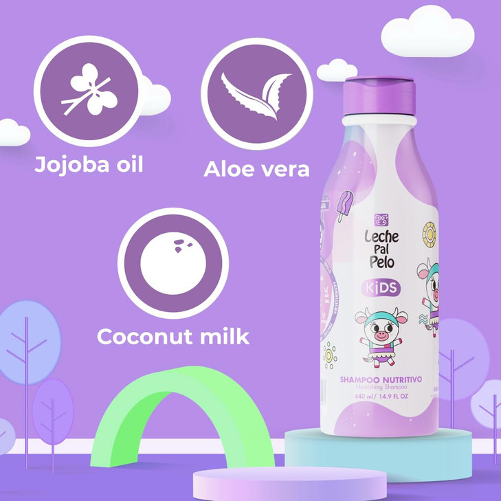 Leche Pal Pelo Kids Nourishing Shampoo Gentle Daily Cleansing Sulfate ParabenFree Formula with Jojoba Coconut Milk Aloe