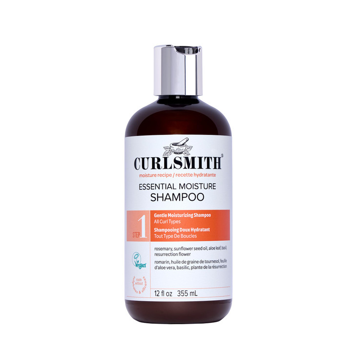 CURLSMITH Essential Moisture Cleanser Gentle Nourishing Shampoo for Wavy Curly and Coily Hair Vegan 12fl oz