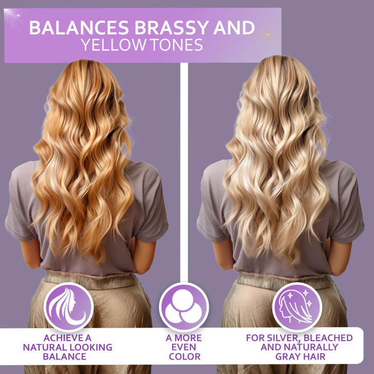 Purple Shampoo and Conditioner Set for Platinum Blonde Silver Light Bleached and Grey Hair Sulfate and Paraben Free Prof