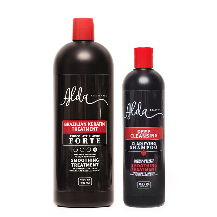 Alda Chocolate Brazilian Keratine Treatment Permanent Straightening Blowout 32 fl oz Shampoo Clarifying 16 fl oz