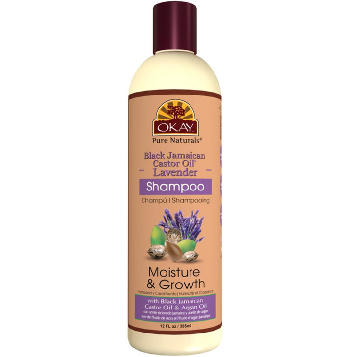 OKAY Black Jamaican Castor Oil Lavender Shampoo For All Hair Types Textures Moisturize Strengthen Regrow Hair With Argan