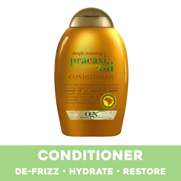 OGX Deeply Restoring Pracaxi Recovery Oil AntiFrizz Conditioner with Murumuru Butter to Intensely Hydrate Curly Wavy Hai
