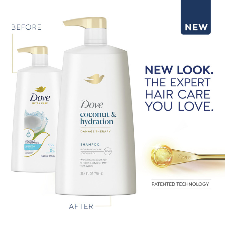 Dove Ultra Care Shampoo Coconut and Hydration for Dry Hair Shampoo with Oil Blend of Coconut Jojoba Sweet Almond 254 oz