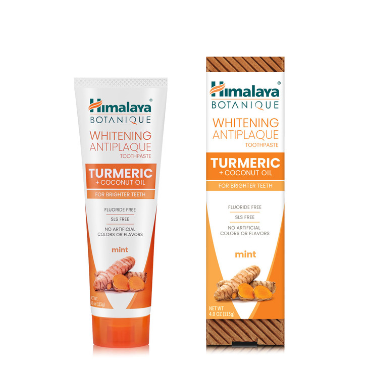 Himalaya Botanique Whitening Antiplaque Toothpaste, Mint Flavor with Turmeric & Coconut Oil - Whitening Toothpaste Without Fluoride for Brighter Teet online at globaldelivered