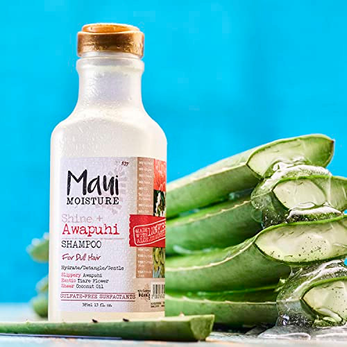 Maui Moisture Shine Awapuhi Moisturizing Vegan Shampoo with Coconut Oils for Shiny Hair SiliconeFree SulfateFree Surfact