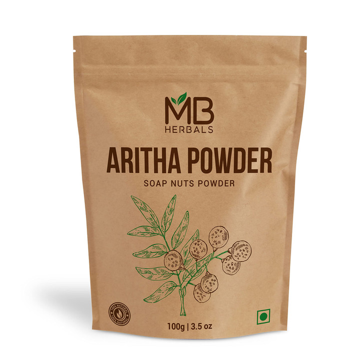 MB Herbals Aritha Powder 100g 35 oz 100 Pure Organically Grown Wildcrafted Soap Nut Powder Natural Hair Shampoo Conditio