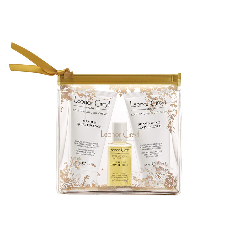 Leonor Greyl Paris Premium Luxury Travel Kit for Damaged Hair TSA Approved Travel Size Shampoo Hair Oil Conditioning Mas