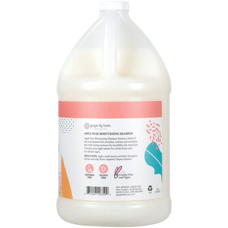 Ginger Lily Farms Botanicals Moisturizing Shampoo for All Hair Types 100 Vegan CrueltyFree Apple Pear Scent 1 Gallon Ref